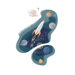 Rocket In Space Card